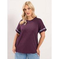 Yours Curve Set In Sleeve T-Shirt - Purple