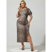 Yours Womens Curve Stud Side Twist Midi Dress - Brown
