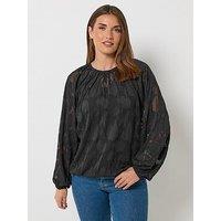 Long Tall Sally Burnout Bubble Hem Top - Black