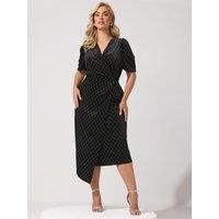 Yours Womens Curve Glitter Velvet Wrap Maxi Dress - Black