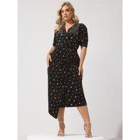 Yours Womens Curve Glitter Velvet Wrap Dress - Black