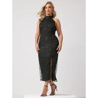 Yours Womens Curve Sequin Choker Maxi Dress - Black