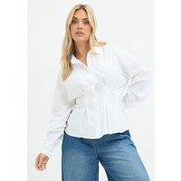 Yours Womens Shaped Seam Button-Through Shirt - White