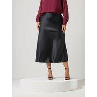 Yours Curve Satin Skirt - Black