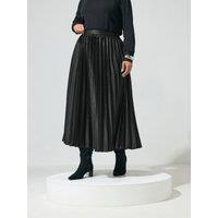 Yours Curve Pleated Satin Skirt - Black