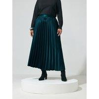 Yours Womens Curve Pleated Satin Skirt - Green