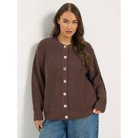 Yours Womens Curve Statement Metallic Button Cardigan - Brown