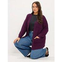 Yours Curve Waffle Cardigan - Purple