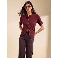 Friends Like These Burgundy Red Button Through Cardigan - Blue