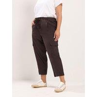 Yours Womens Plus Size Cargo Pocket Twill Tapered Trousers - Brown