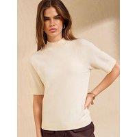 Friends Like These High Neck Knit Top - Cream