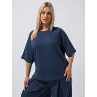 Yours Womens Curve Raglan Sleeve Crew Neck Sweatshirt T-Shirt - Blue