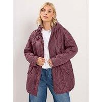 Yours Curve Quilted Padded Coat - Purple