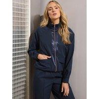Long Tall Sally Womens Tall Funnel Neck Zip-Through Patch Pocket Jacket - Blue