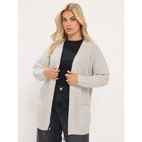 Yours Curve Waffle Knit Cardigan - Cream