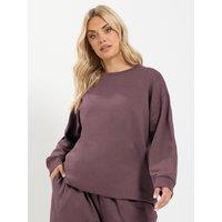 Yours Curve Crew Neck Sweatshirt And Cuffed Jogger - Purple