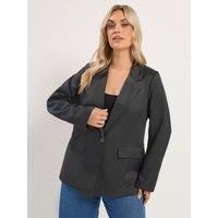 Yours Womens Curve Formal Notched Lapel Single Breasted Blazer - Black