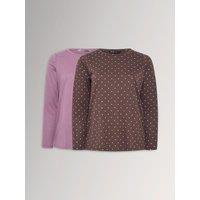 Yours Womens Curve 2 Pack Long Sleeve T-Shirts - Purple