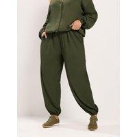Yours Womens Curve Crinkle Balloon Trousers - Green