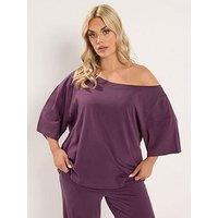 Yours Curve Off Shoulder T-Shirt - Purple