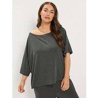 Yours Curve Off Shoulder T-Shirt - Grey