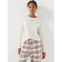 Boss Womens Sleep Long Sleeve Logo Shirt - White