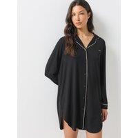 Boss Womens Relaxed Button Through Sleepshirt - Black