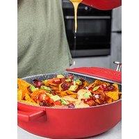 Masterclass Shallow 4 Litre Casserole Dish With Lid - Red