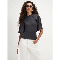 River Island Womens Cape Sleeve Soft Touch Ribbed T-Shirt - Grey