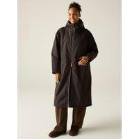 Regatta Womens Luxe Heritage Waterproof Hooded Borg Lined Robe - Dark Chocolate