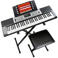 Rockjam Rj4061-Sk 61 Key Full Size Keyboard Piano Kit With Stand, Stool, Key Stickers, 128 Sounds, Teaching Modes And Apps