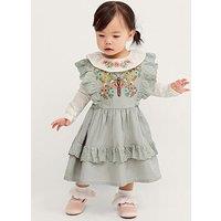 Monsoon Baby Girls Buttferfly Pinny Dress & Tshirt - Green
