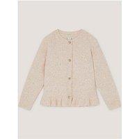 Monsoon Girls Oatmeal Pearl Trim Peplum Cardigan - Cream