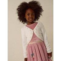 Monsoon Girls Phoebe Pearl Trim Cardigan - Light Cream