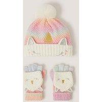 Monsoon Girls Ombre Unicorn Hat & Gloves