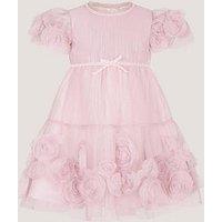 Monsoon Baby Girls Remi Roses 3D Dress - Pink