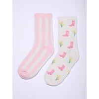 Boux Avenue Cowgirl Dreams Cosy Ankle 2 Pk - Pink Mix