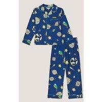Monsoon Boys Jersey Space Printed Pyjamas - Navy
