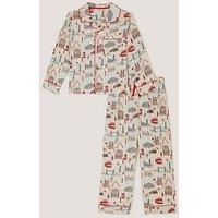 Monsoon Boys Woven London Printed Pyjamas - Cream