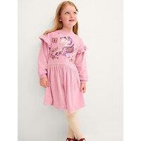 Monsoon Girls Velour Unicorn Sweat Dress - Pink