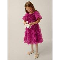 Monsoon Girls Cora Ruffle Sequin Dress - Purple