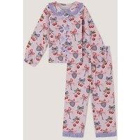 Monsoon Girls Woven Cherry Locket Pyjamas - Light Cream