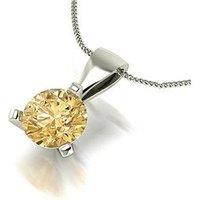 Moissanite 9Ct White Gold 6.50Mm Champagne Moissanite Pendant And Chain Eq 1.00Ct