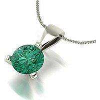Moissanite 9Ct White Gold 6.50Mm Verde Brillante Moissanite Pendant And Chain Eq 1.00Ct