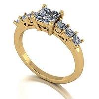 Moissanite 9Ct Yellow Gold 1.75Ct Total Princess Cut Moissanite Solitaire Ring