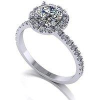 Moissanite Platinum 1.30Ct Total Moissanite Halo Solitaire Ring