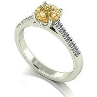 Moissanite 9Ct White Gold Champagne Moissanite Solitaire Ring 1.15Ct Total