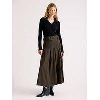 Albaray Women'S Mini Checked Belted Midi Skirt - Brown