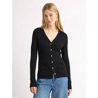 Albaray Rib V-Neck Cardigan - Black