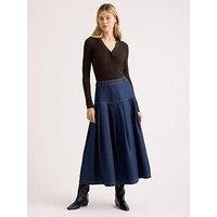 Albaray Denim Drop Waist Pleat Skirt - Blue